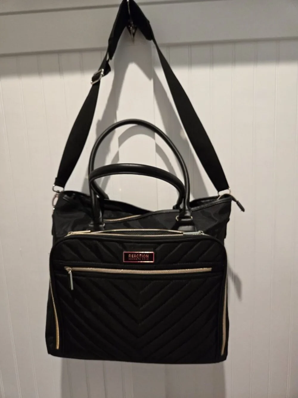 Reaction Kenneth Cole Black Laptop Bag Work Tote Briefcase Shoulder Strap Unisex
